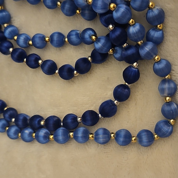 Vintage Set of Two Silk Thread Blue Beaded Necklaces - Picture 5 of 5